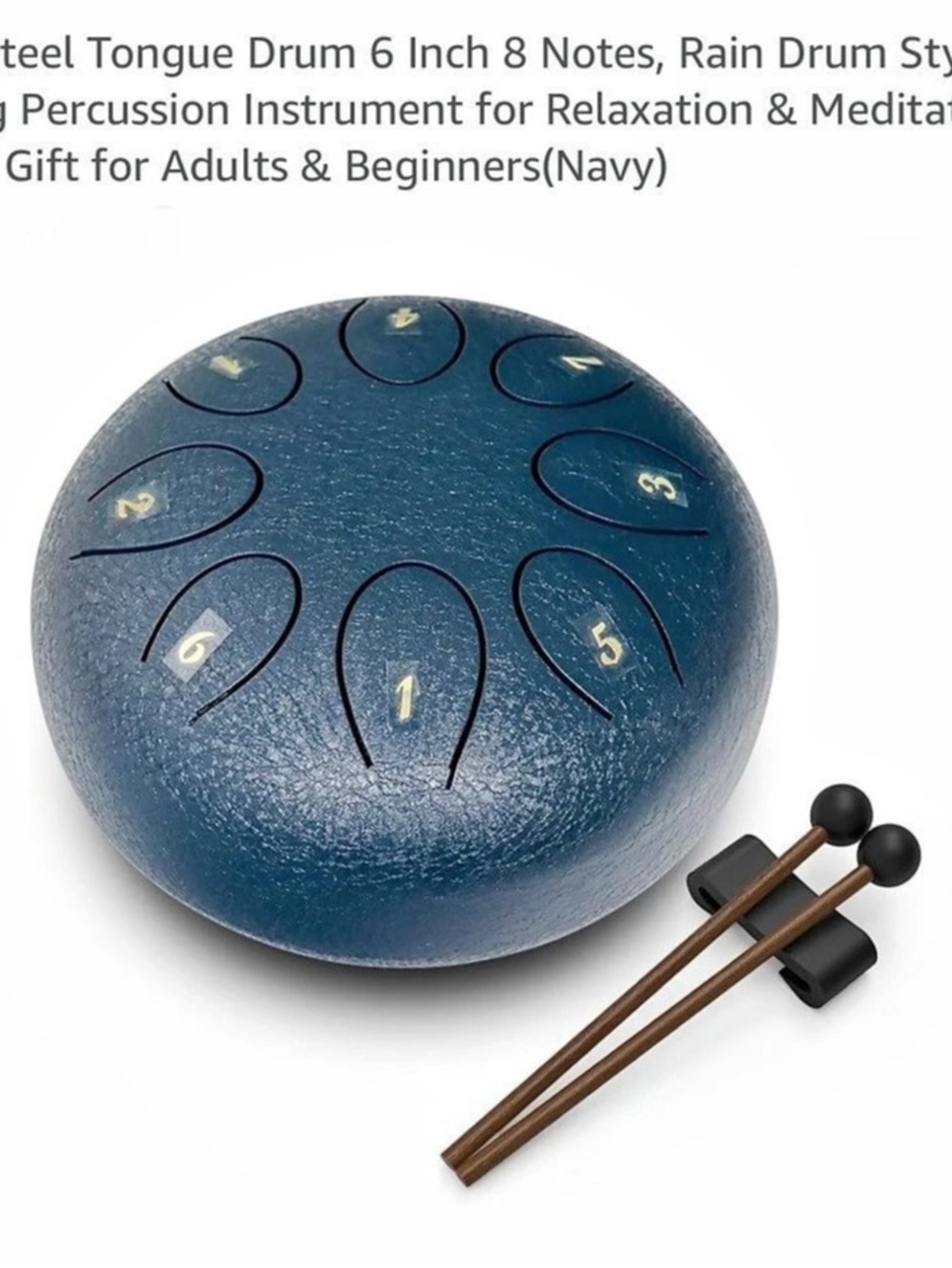 Steel Tongue Drum 6 Inch 8 Notes 6-Inch 8-Navy Blue